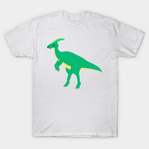 Cute Happy Dinosaur Parasaurolophus T-Shirt by Cute Tees Kawaii